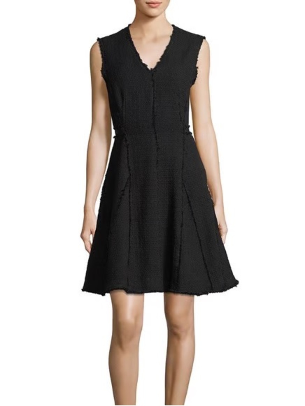 Rebecca Taylor Black Tweed Flare Dress Size 6